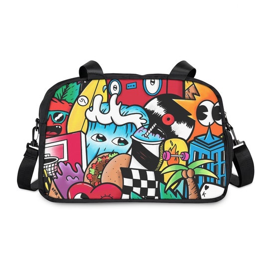 Colorful Fitness Handbag, Art gym handbag, Graffiti gym handbag, Teenager gym handbag