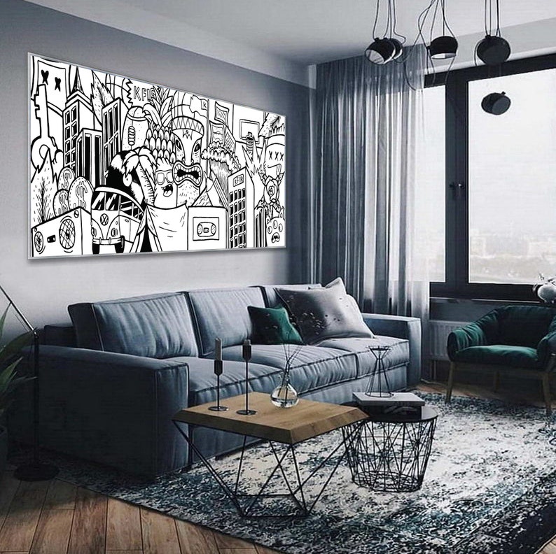 Crazy City Graffiti Style Wall Art Extra Large Pop Art Print Etsy