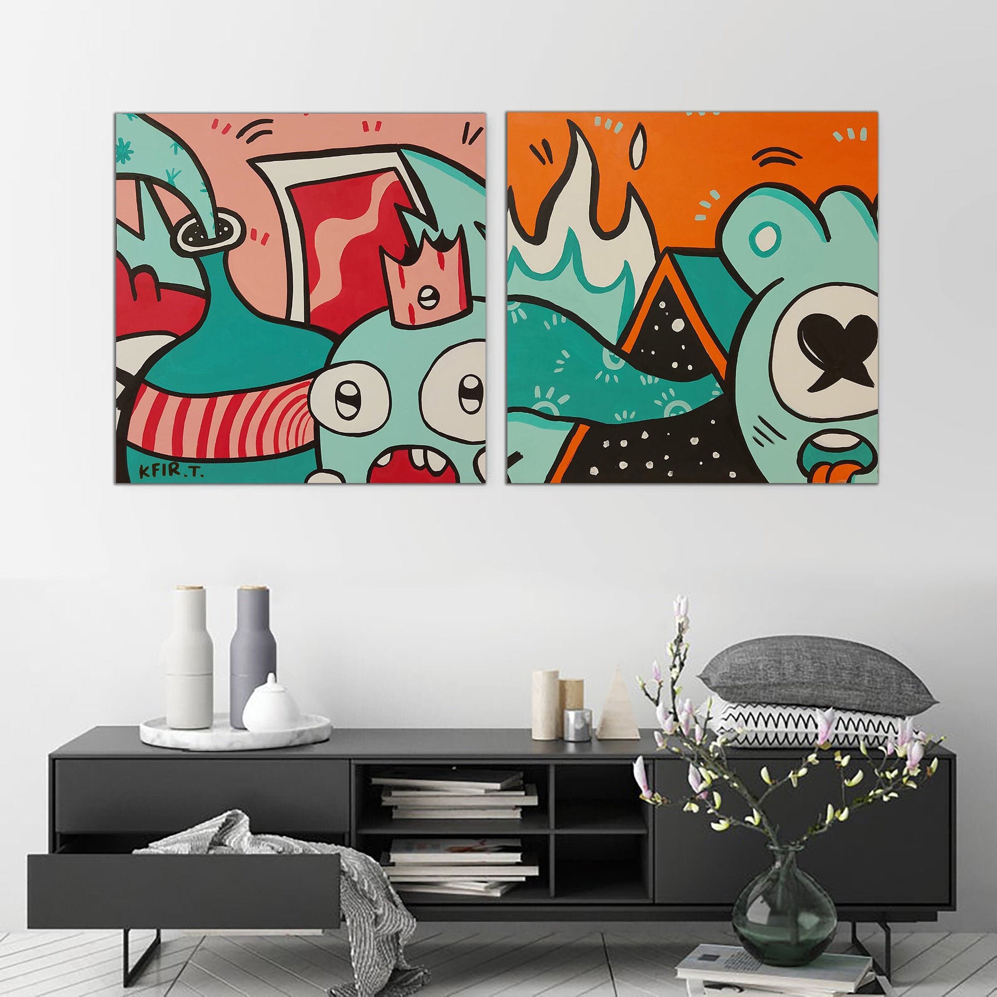 Gallery Wall Set Modern Pop Art Graffiti Style Set Extra Etsy
