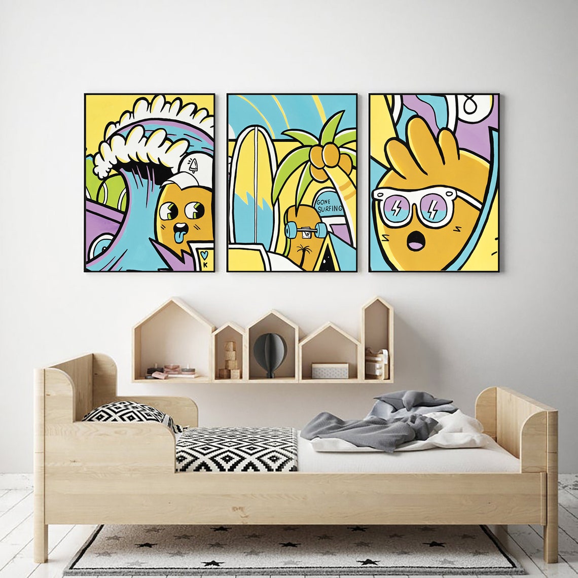 Boys Room Wall Art Colorful Wall Art Set of 3 Print On Etsy