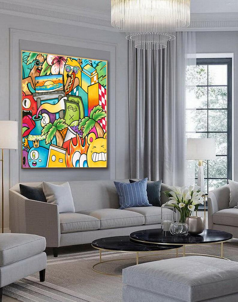 Extra Large Colorful Painting Canvas Art Print Large Canvas Etsy