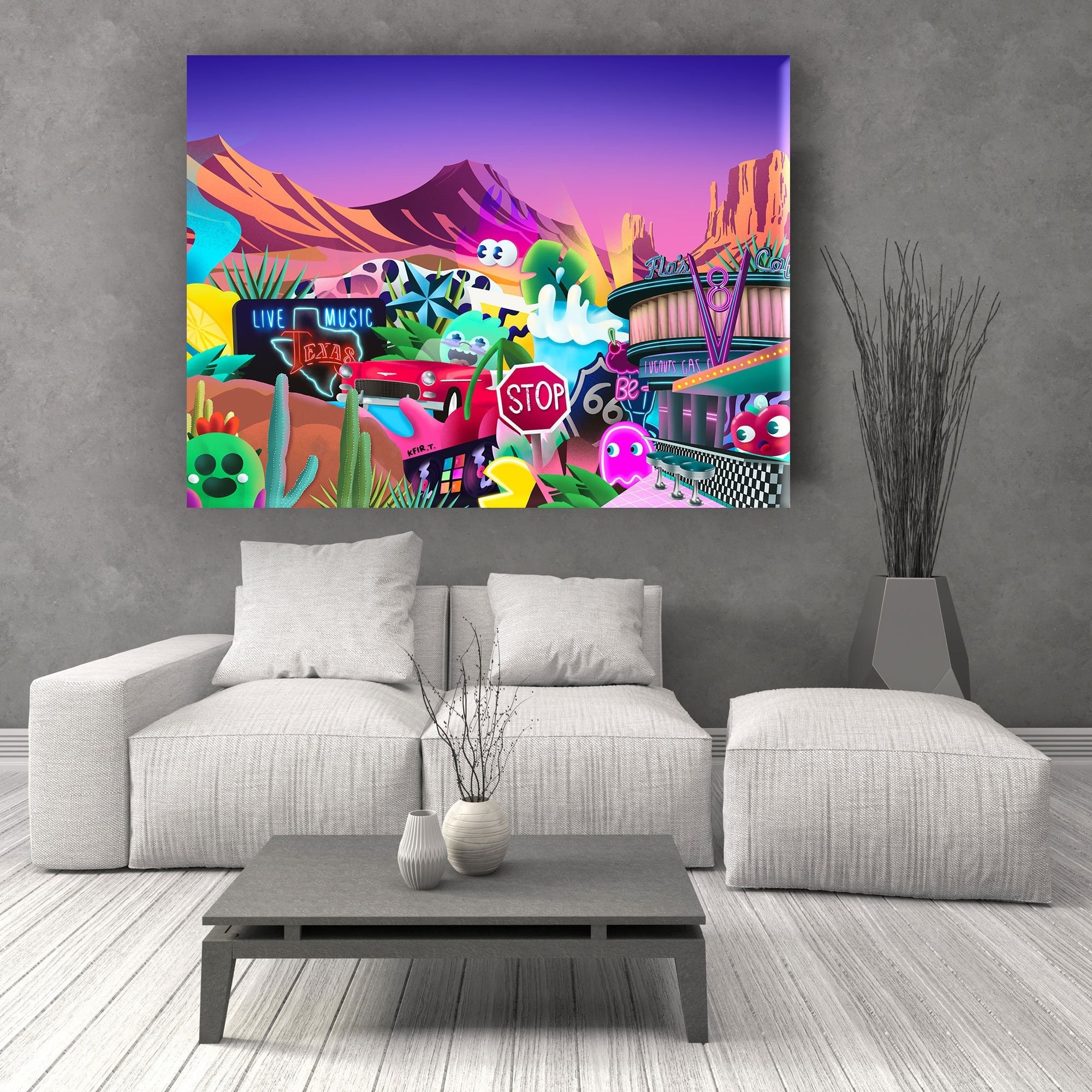 California Graffiti Style Large Wall Art, Canvas Art Print, Living Room  Wall Art, Game Room Décor, Colorful Gift For Teenagers.