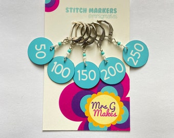 Counting Progress Keepers | Number Record Keepers | Stitch Marker Set | 50-250