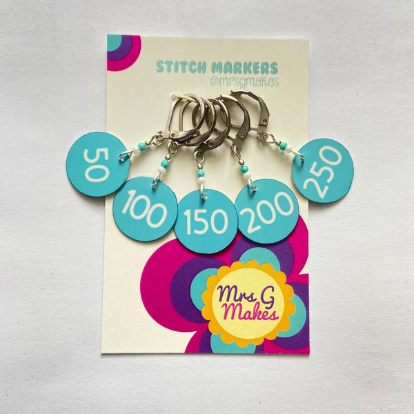 Counting Progress Keepers | Number Record Keepers | Stitch Marker Set | 50-250