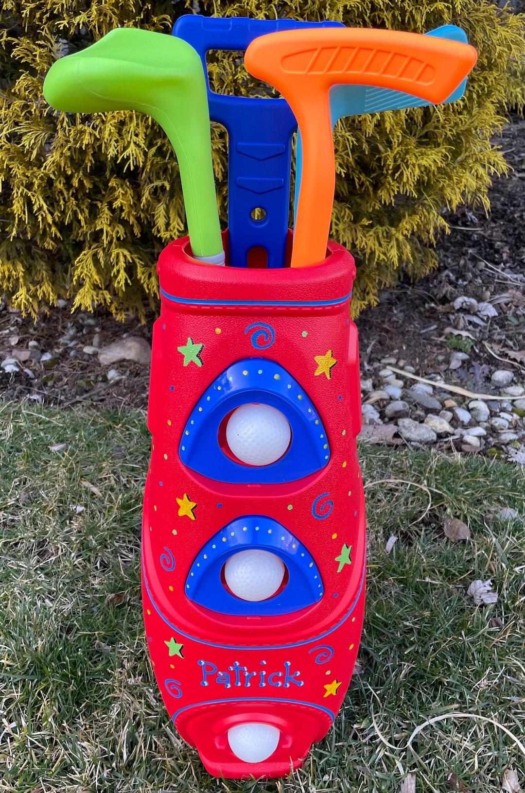 Personalized Kids Golf Set: Plastic Clubs, Rolling Bag