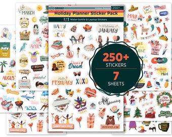 Seasonal Monthly Stickers Pack 12 Sheets Lamare Holiday Seasonal Planner Stickers Set