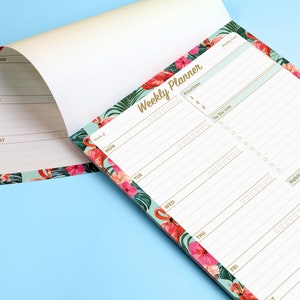 Flamingo Weekly Planners 52 Sheets Premium Task Organizer Pad - Undated & Tear-Away Notepad, Water Intake Tracker - 7.8” X 10&quot;