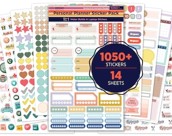 Daily Planner sticker pack 1,050+ Cute stickers (14 productivity sheets) - Journal & Seasonal, Holidays, Budget, Organizer, Calendar