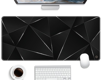 XXL Extended Gaming Mouse Pad 35.4x15.7 - Black Chic | Non-slip Rubber Base, Stitched Edge, Keyboard Desk Mat for Game, Office Decor