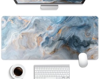 XXL Extended Gaming Mouse Pad 35.4x15.7 - Deep Blue Ocean | Non-slip Rubber Base, Stitched Edge, Keyboard Desk Mat for Game, Office Decor