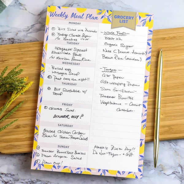 Weekly Magnetic Meal Planner Notepad - 52 Sheets with Tear Off Perforated Grocery Shopping List