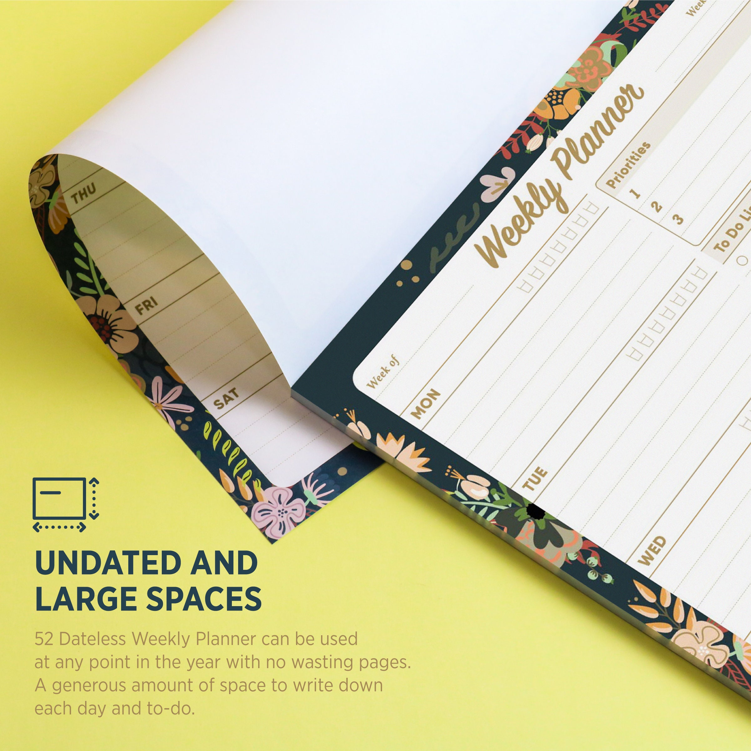 Weekly Planners 52 Sheets Premium Task Organizer Pad - Undated & Tear ...