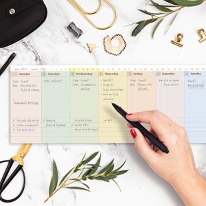 Oriday Weekly Calendar Planner Notepad Tear Off Pad (Rainbow)