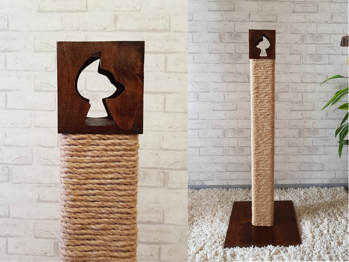 Tall wooden cat tree furniture for big cat. Rustic cat tree Etsy
