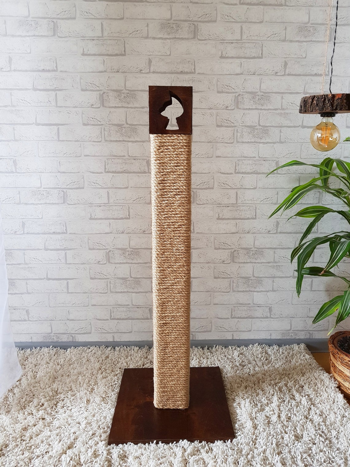 Tall wooden cat tree furniture for big cat. Rustic cat tree Etsy