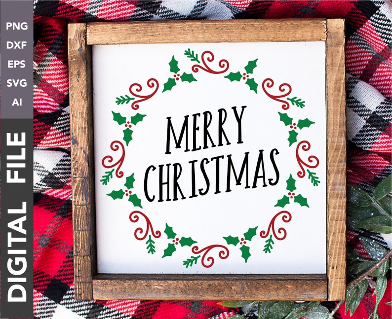 Download Merry Christmas Wreath SVG Cricut Cut File Silhouette DXF ...