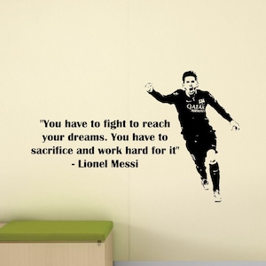 Messi Quote Wall Decal Soccer Poster Sport Football Player Gift Kids Children Room Vinyl Sticker Fitness Decor Playroom Wall Art Sign 1109