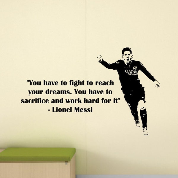 Messi Quote Wall Decal Soccer Poster Sport Football Player Gift Kids Children Room Vinyl Sticker Fitness Decor Playroom Wall Art Sign 1109