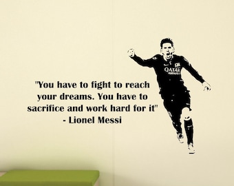 Messi Quote Wall Decal Soccer Poster Sport Football Player Gift Kids Children Room Vinyl Sticker Fitness Decor Playroom Wall Art Sign 1109