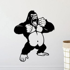 King Kong Wall Decal Gorilla Vinyl Sticker Sign Angry Monkey Poster Godzilla Decor Gift Nursery Wall Decor Kids Room Wall Art Mural 1316