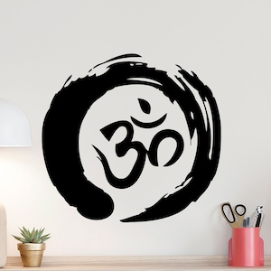 Zen Circle Om Symbol Wall Decal Ohm Buddhism Poster Yoga Sign Enso Circle Vinyl Sticker Office Meditation Decor Home Bedroom Wall Art 6f91