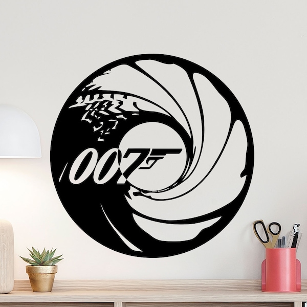 James Bond Wall Decal Sign Agent 007 Logo Poster Secret Spy Movie Vinyl Sticker Teen Gift Home Cinema Decor Playroom Kids Room Wall Art 6k76