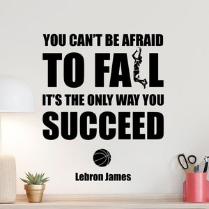 James Wall Decal Quote Basketball Poster Player Gifts Success Sign Gym Vinyl Sticker Fitness Decor Home Playroom Sport Wall Art 5-8/4
