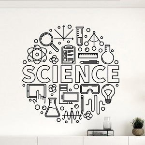 Science Wall Decal Classroom Wall Decor Sign Education Poster Chemistry Math Teacher Gift School Quote Vinyl Sticker Science Wall Art 1307