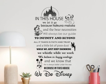 In This House We Do Disney Wall Decal Vinyl Sticker Poster Sign Quote Disney  Castle Gift Kids Room Decor Playroom Wall Art Nursery 4-15 - Etsy