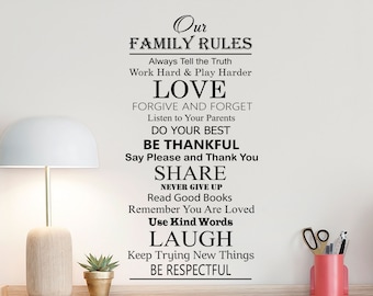 Our Family Rules Wall Decal Love Poster In This Family Sign House Living Quote Entryway Vinyl Sticker Gift Bedroom Decor Home Wall Art 6-23