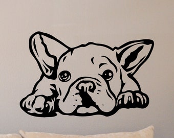 Bulldog Wall Decal Bulldog Puppy Poster Dog Gifts Pet Shop Sign Animals for Nursery Vinyl Sticker Playroom Decor Home Wall Art Stencil 6f47