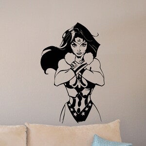 Superhero Woman Wall Decal Girl Room Sign Superhero Poster Gift Kids Bedroom Decor Home Vinyl Sticker Children Print Playroom Wall Art 654