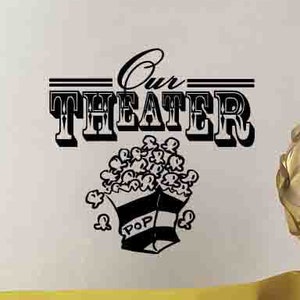 Theater Wall Decal Movie Pop Corn Poster Family Home Theater Wall Sign Quote Vinyl Sticker Print Mural Gift Video Decor Film Wall Art 1027