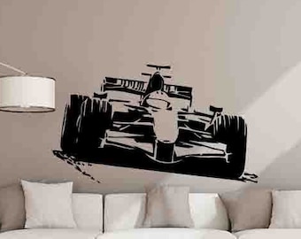 Formula One Wall Decal Racing Car Formula 1 Poster Racer Boy Gift Custom Sign Playroom Vinyl Sticker Print Mural Nursery Decor Wall Art ST