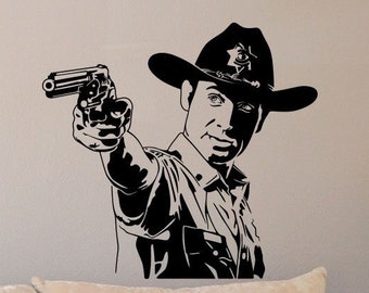 Walking Dead Wall Decal Rick Grimes Poster Sign Gift Bedroom Vinyl Sticker Film Home Theater Decor Zombie Movie Wall Art 905