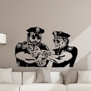 Policía pared calcomanía vinilo pegatina policía cartel policía regalo signo niños habitación decoración dormitorio sala de juegos niños oficial de policía pared arte signo 882