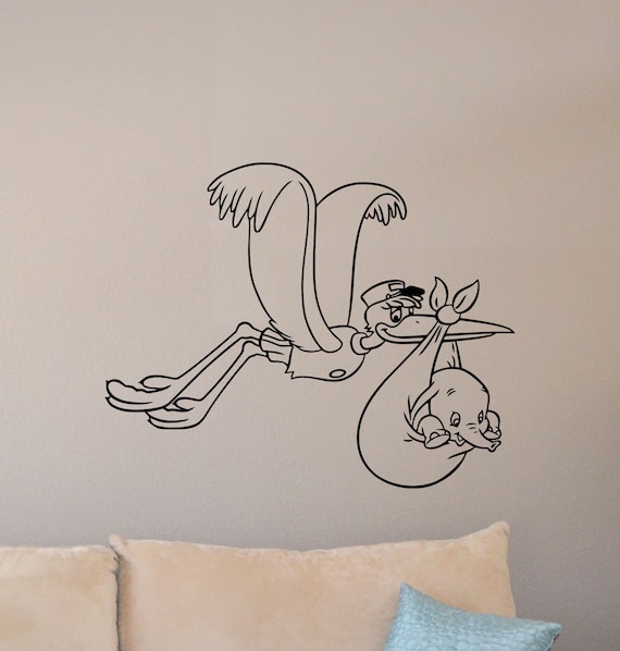 Bebe Dumbo Wall Decal Cigogne Decor Signe Affiche Citation Etsy