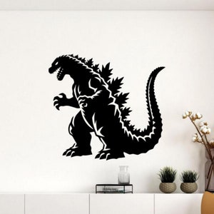 Godzilla calcomanía pared vinilo pegatina película monstruo pared decoración ventana puerta signo película regalo teatro pared arte un color sin fondo calcomanía 3272