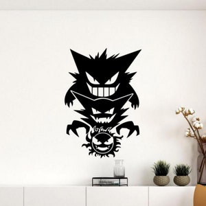 Gastly Haunter Gengar Wall Decal Vinyl Sticker Wall Decor Window Door Sign Gift Wall Art One Color No Background 3268