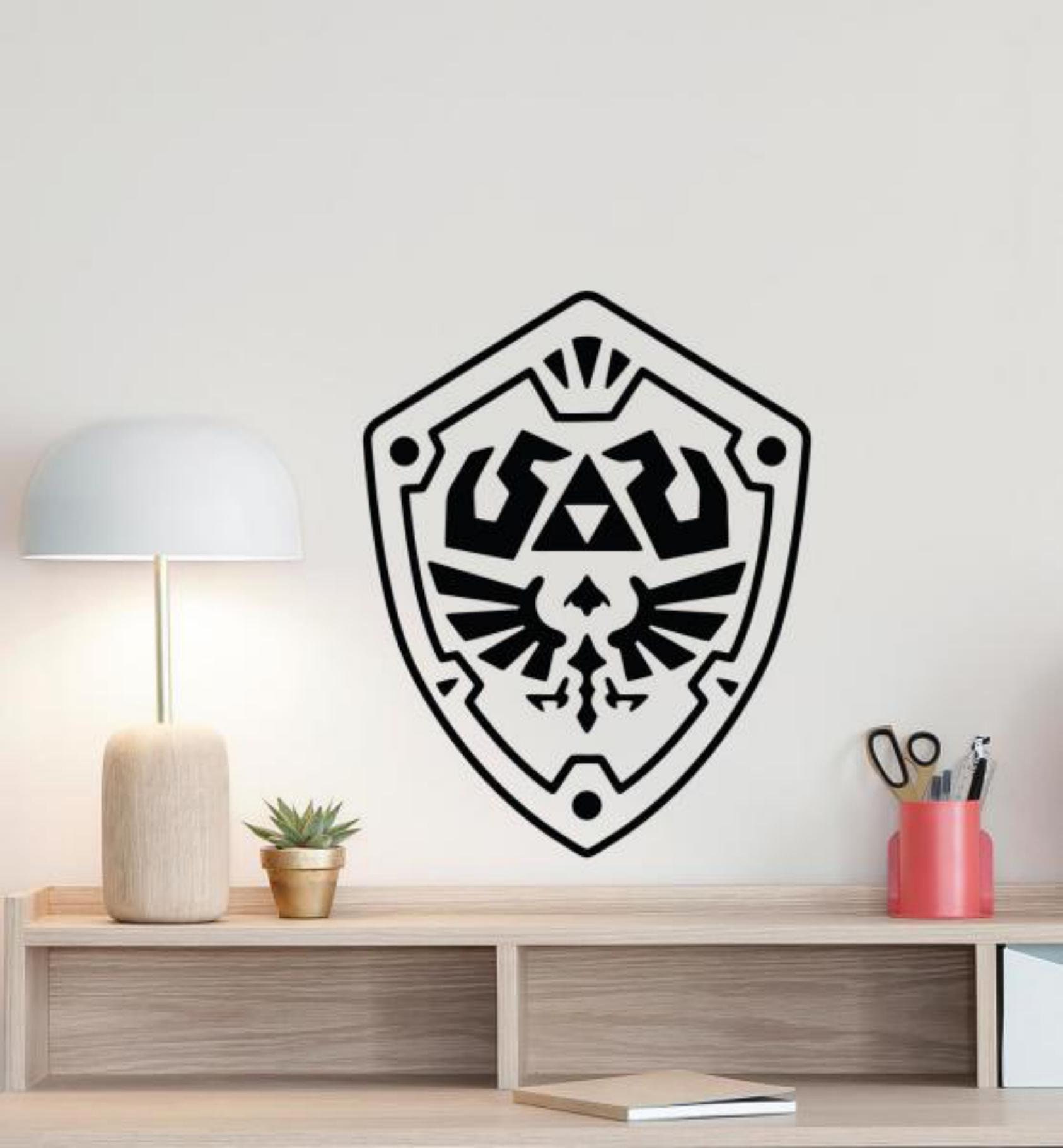 Hylian Shield Wall Decal Vinyl Sticker Link Shield Hyrule Decor Window Door Sign Movie Gift Wall Art One Color No Background Decal 3275