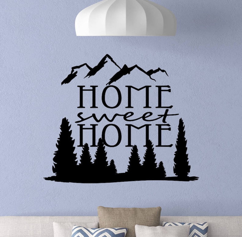 Home Sweet Home Wall Decal Mountains Poster Family Sign House Living Quote Entryway Vinyl Sticker Gift Bedroom Decor Hallway Wall Art 5-71