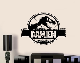 Personalized Dinosaur Wall Decal Vinyl Sticker Jurassic Custom Name Door Sign Nursery Decor Gift Kids Room Name Print Wall Art 1021