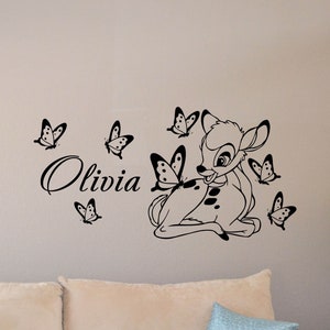 Bambi Wall Decal Personalized Baby Name Poster Custom Sign Disney Quote Nursery Vinyl Sticker Gift Child Room Decor Playroom Wall Art 4-37