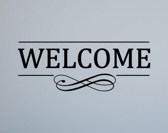 Welcome Sign Wall Decal Entryway Hello Poster Office Welcome Decal Family Gift Quote Vinyl Sticker Gift Hallway Decor Welcome Wall Art 5-45