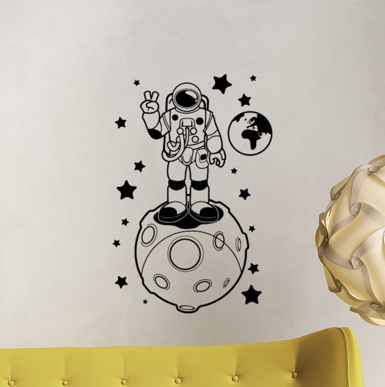 Astronaut Wall Decal can Add the Name Spaceman Poster Moon Etsy