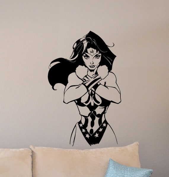 Wonder Woman Wall Decal Girl Room Sign Superhero Poster Girl Etsy