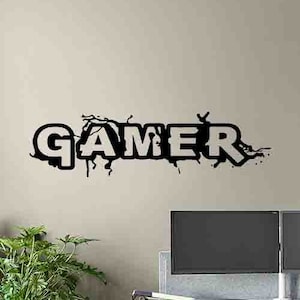 Gamer pared calcomanía Gamer Sala Signo Gamer Poster Playroom Juegos Citar Boy Room Poster Vinilo Pegatina Impresión Regalo Video Juego Decor Pared Art ST