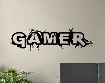Gamer Wall Decal Gamer Room Sign Gamer Poster Playroom Gaming Quote Boy Room Poster Vinyl Sticker Print Gift Video Game Decor Wall Art ST