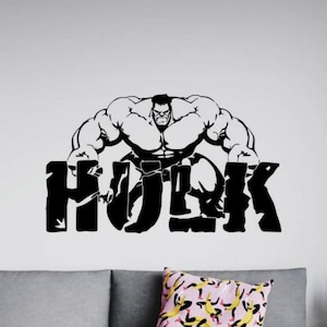 Hulk Wall Decal Vinyl Sticker Superhero Wall Decor Window Door Nursery Sign Gift Kids Room Wall Art One Color No Background Decal 3277