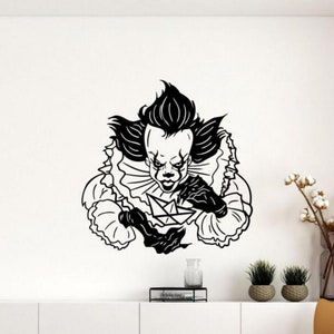 Pagliaccio spaventoso Adesivo in vinile Adesivo Film Killer Decorazione della parete Horror Finestra Porta Segno Regalo Bambini Wall Art One Color Senza sfondo Decal 3287